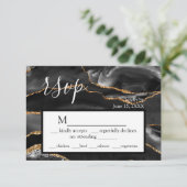 RSVP Black Agate Formeel Gouden Glitter Responskaa Kaartje (Staand voorkant)
