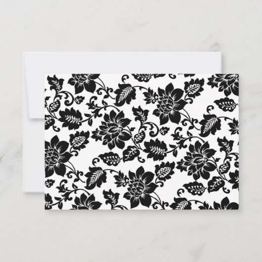 RSVP Black and Red Damask Wedding RSVP (Achterkant)