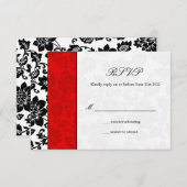 RSVP Black and Red Damask Wedding RSVP (Voorkant / Achterkant)
