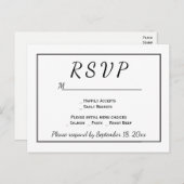 RSVP Black and White Minimalist Wedding Uitnodiging Briefkaart (Voorkant / Achterkant)