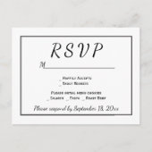 RSVP Black and White Minimalist Wedding Uitnodiging Briefkaart (Voorkant)