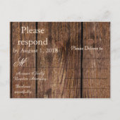 RSVP Black Faux Kant en Hout Uitnodiging Briefkaart (Achterkant)