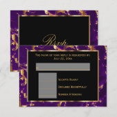 RSVP Black, Gold en Paarse marmer Kaartje (Voorkant / Achterkant)