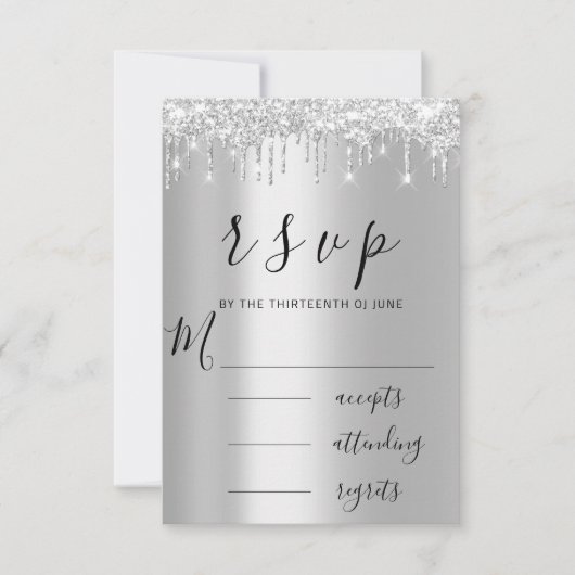 RSVP Black Grey Grey Silver Drips Weddenschap (Voorkant)