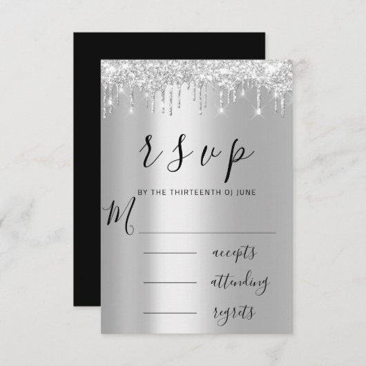 RSVP Black Grey Grey Silver Drips Weddenschap (Voorkant / Achterkant)