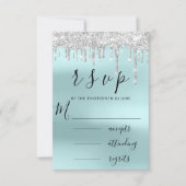 RSVP Black Grey Silver Aqua Drips Weddenschap (Voorkant)