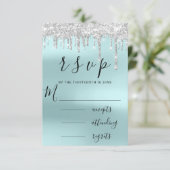 RSVP Black Grey Silver Aqua Drips Weddenschap (Staand voorkant)