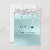 RSVP Black Grey Silver Aqua Drips Weddenschap (Achterkant)