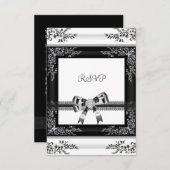RSVP Black White Lace Floral Diamond 3 Kaart (Voorkant / Achterkant)