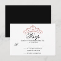 RSVP Black White Pink Spain Quinceañera Quince