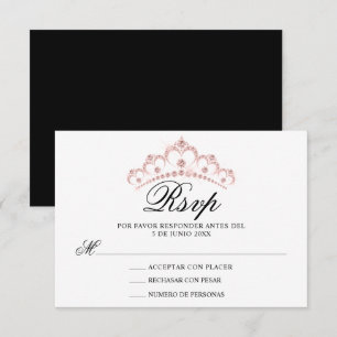 RSVP Black White Pink Spain Quinceañera Quince