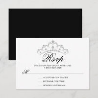 RSVP Black White Spanish Quinceañera Quince