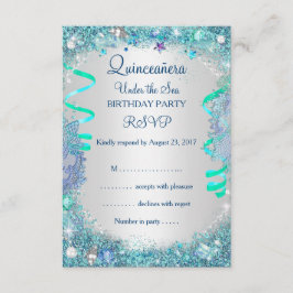 RSVP Blau Onder De Zee Quinceanera 15e Verjaardag Kaartje