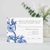 RSVP Blauw Chinoiserie Aziatische Bloem Waterverf (Staand voorkant)