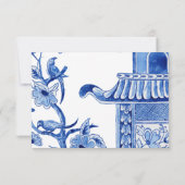 RSVP Blauw Chinoiserie Aziatische Bloem Waterverf (Achterkant)