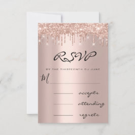 RSVP Blauw Marine Roos Drip Simly Trouwen Kaartje
