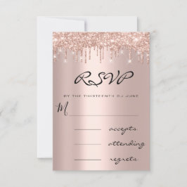 RSVP Blauw Marine Roos Drip Simly Trouwen Kaartje