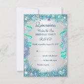 RSVP blauw onder het Zee Quinceanera 15e verjaarda