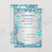 RSVP blauw onder het Zee Quinceanera 15e verjaarda (Voorkant / Achterkant)