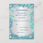 RSVP blauw onder het Zee Quinceanera 15e verjaarda (Voorkant)