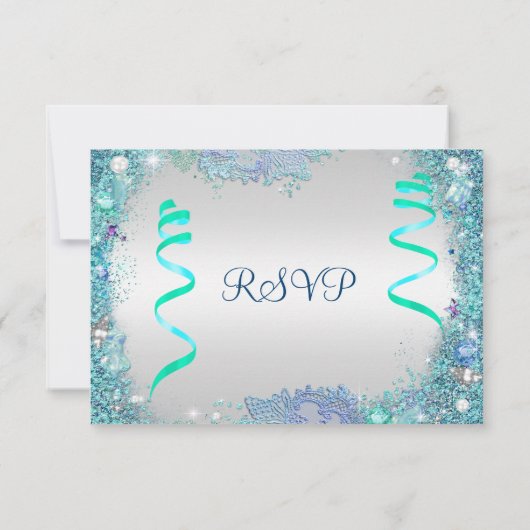 RSVP blauw onder het Zee verjaardagsfeest (Achterkant)