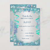 RSVP blauw onder het Zee verjaardagsfeest (Voorkant / Achterkant)