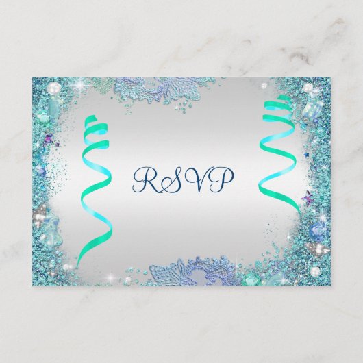 RSVP blauw onder het Zee verjaardagsfeest (Achterkant)