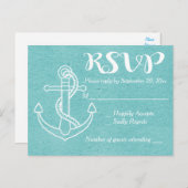 RSVP blauw turquoise schip anker nautische bruilof Uitnodiging Briefkaart (Voorkant / Achterkant)