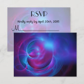 RSVP Blauw Violet en Roze Kosmische Swirly Fractal (Voorkant / Achterkant)