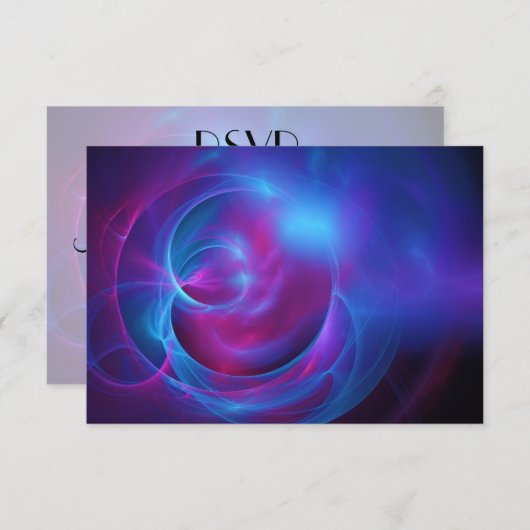 RSVP Blauw Violet en Roze Kosmische Swirly Fractal (Voorkant / Achterkant)
