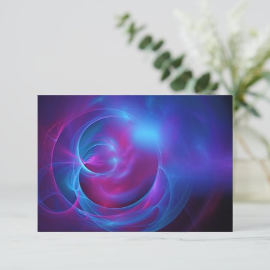 RSVP Blauw Violet en Roze Kosmische Swirly Fractal (Staand voorkant)
