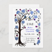 RSVP-blauw/wit - boom voor levensverzekering RSVP Kaartje (Voorkant / Achterkant)