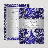 RSVP Blauwe Bloemboog 25e Huwelijksverjaardag  (Voorkant / Achterkant)