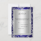 RSVP Blauwe bloemboog 25ste huwelijksjubileum  (Achterkant)