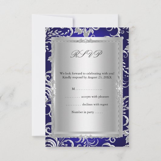 RSVP Blauwe bloemboog 25ste huwelijksjubileum (Achterkant)