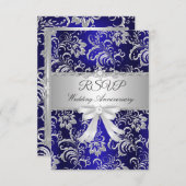 RSVP Blauwe bloemboog 25ste huwelijksjubileum  (Voorkant / Achterkant)