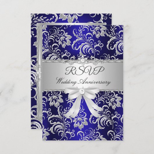 RSVP Blauwe bloemboog 25ste huwelijksjubileum  (Voorkant / Achterkant)