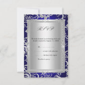 RSVP Blauwe Bloemboog 25ste Huwelijksverjaardag  (Achterkant)