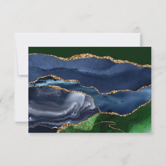 RSVP Blauwe en groene Agate Wedding (Achterkant)