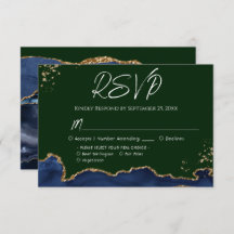 RSVP Blauwe en groene Agate Wedding