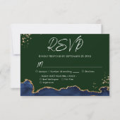 RSVP Blauwe en groene Agate Wedding Kaartje (Voorkant)