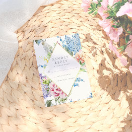 RSVP | Blauwe en Paarse Waterverf bloesem met goud