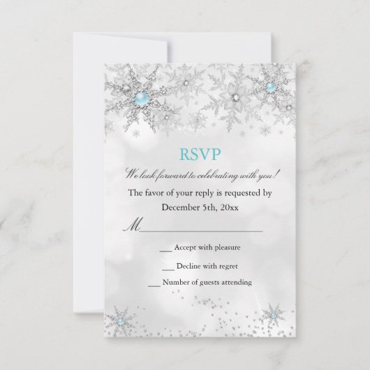 RSVP Blauwgroen Blue Winter Wonderland Verjaardag (Voorkant)