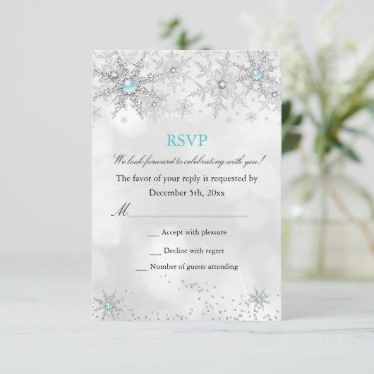 RSVP Blauwgroen Blue Winter Wonderland Verjaardag (Staand voorkant)