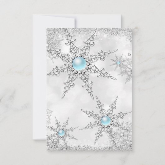 RSVP Blauwgroen Blue Winter Wonderland Verjaardag (Achterkant)