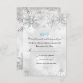 RSVP Blauwgroen Blue Winter Wonderland Verjaardag (Voorkant / Achterkant)