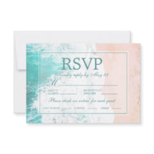 RSVP blauwgroen strand Ocean Sand Wedding RSVP