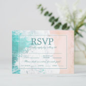 RSVP blauwgroen strand Ocean Sand Wedding RSVP (Staand voorkant)