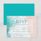 RSVP blauwgroen strand Ocean Sand Wedding RSVP (Voorkant / Achterkant)