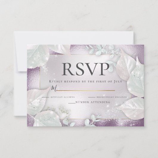 RSVP | Bleek Eggplant Pearl Shimmer Invitation Kaart (Voorkant)